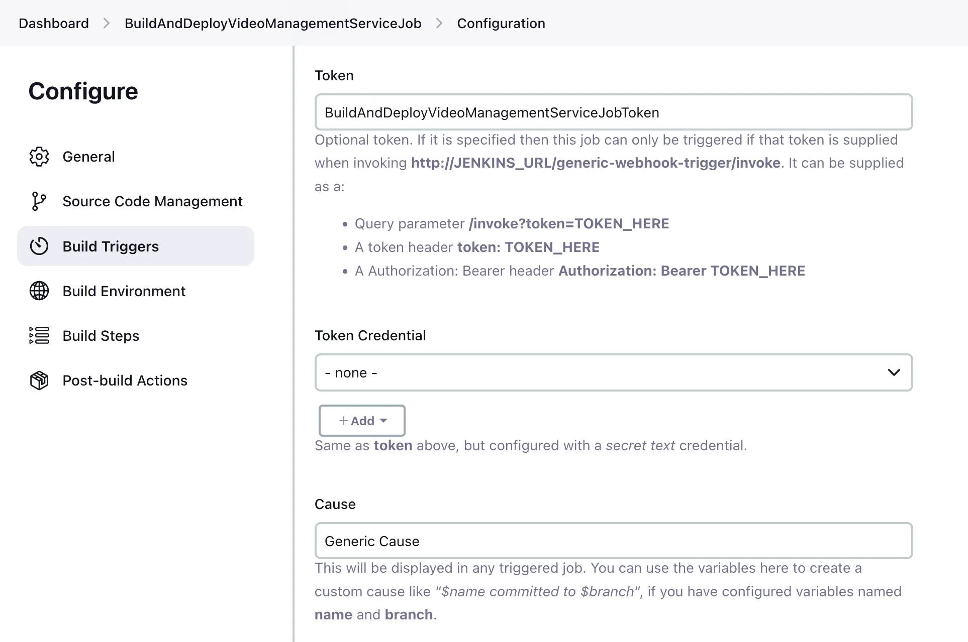 BuildAndDeployVideoManagementServiceJobToken