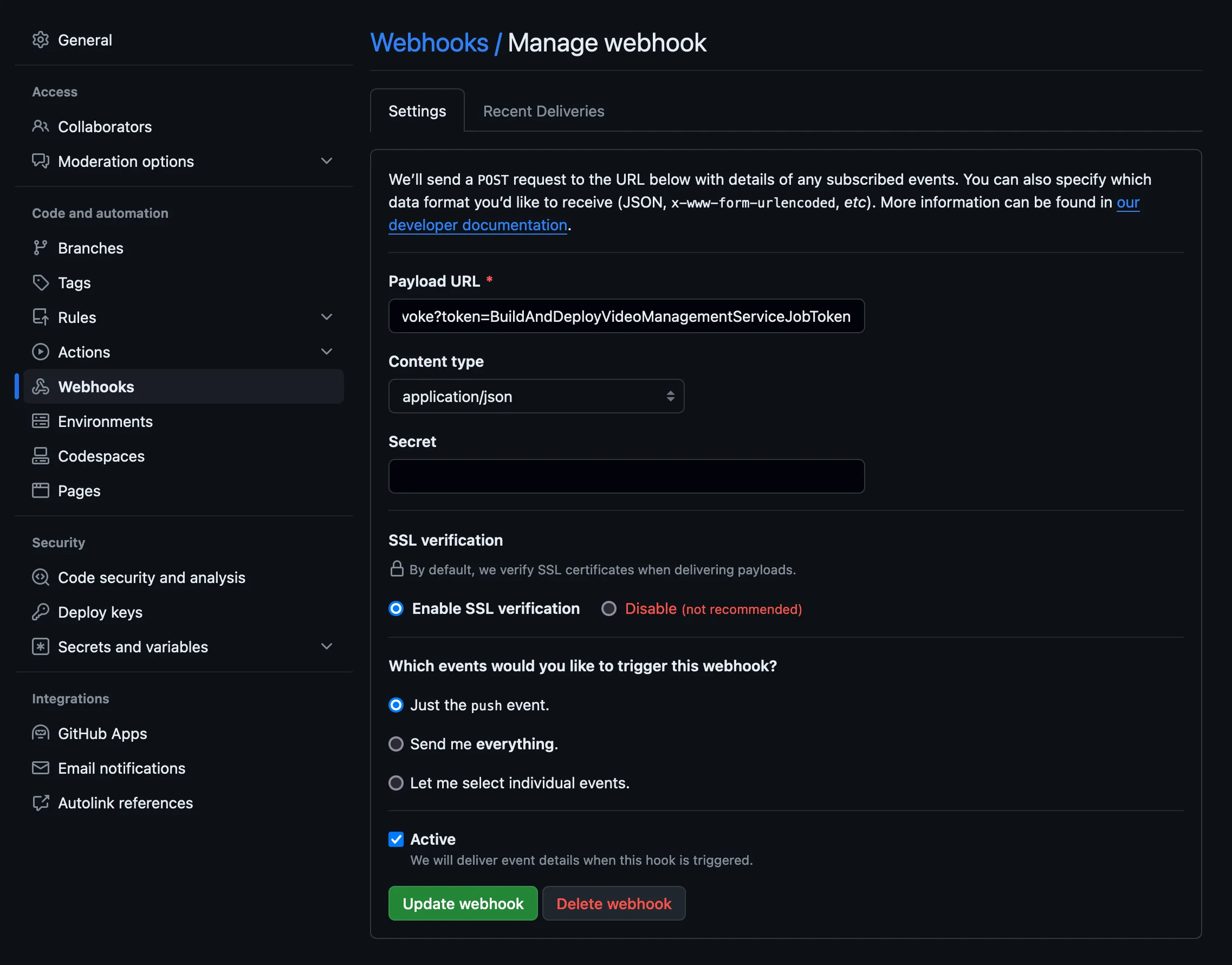 GitHub-Webhook-BuildAndDeployVideoManagementServiceJobToken